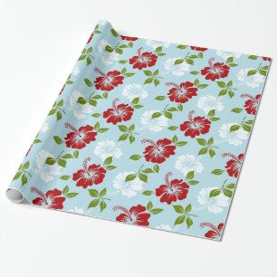 Red And White Flowers Wrapping Paper