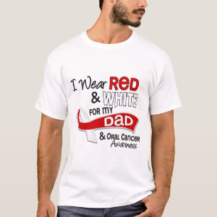 Red And White For Dad Oral Cancer T-Shirt