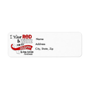Red And White For Daughter 42 Oral Cancer Return Address Label