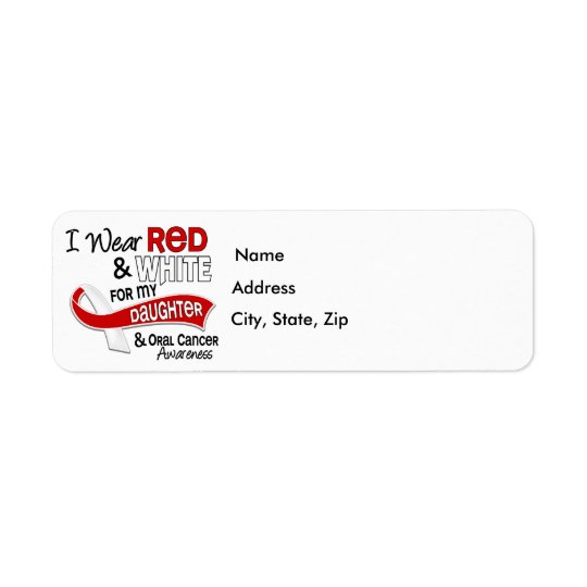 Red And White For Daughter 42 Oral Cancer Return Address Label