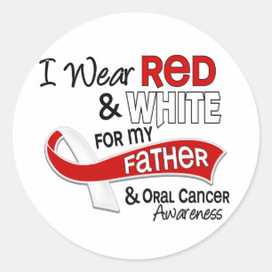 Red And White For Father 42 Oral Cancer Classic Round Sticker