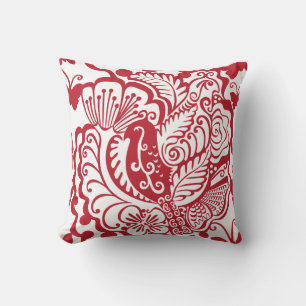 Red and White Garden Throw Pillow