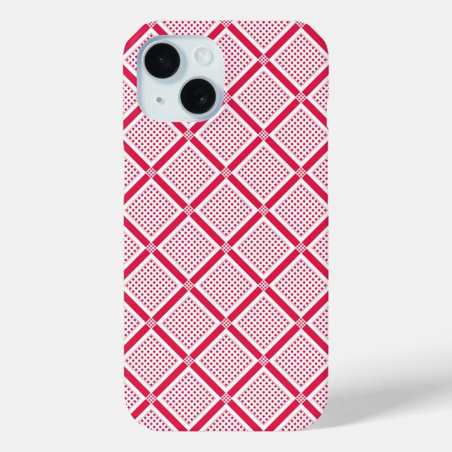 Red and white geometric checkered pattern retro    Case-Mate iPhone case (Back)
