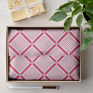 Red and white geometric checkered pattern retro tissue paper
