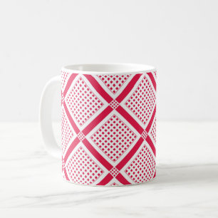 Red and white geometric chequered pattern retro    coffee mug