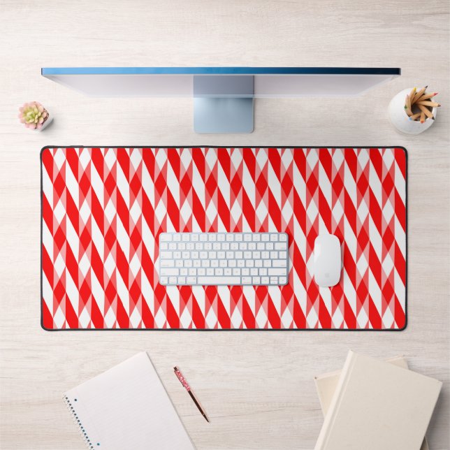 Red and White Geometric Pattern   Desk Mat (Office 1)
