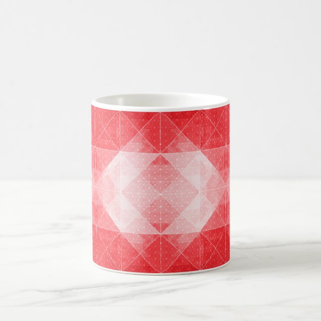 Red and White Geometric Pattern Mug (Center)