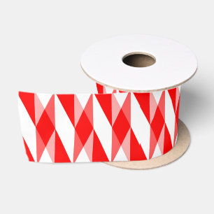 Red and White Geometric Pattern Satin Ribbon
