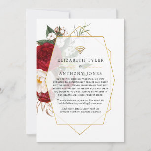 Red and White Geometric Virtual Wedding Guest List Announcement