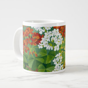 Red and white geraniums in pots 2013 large coffee mug
