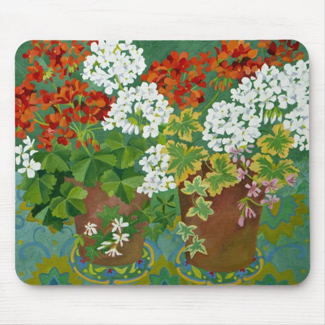 Red and white geraniums in pots 2013 mouse pad (Front)