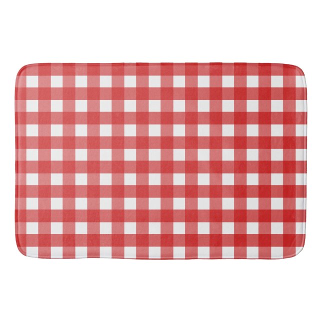 Red and white gingham bath mat (Front)