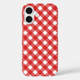 Red and white gingham  iPhone 16 case