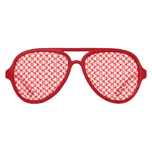 Red and white gingham checked aviator sunglasses