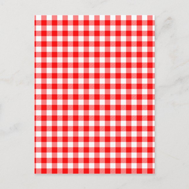 Red and White Gingham Checks Postcard (Front)