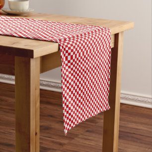 Red And White Gingham Chequered Long Table Runner