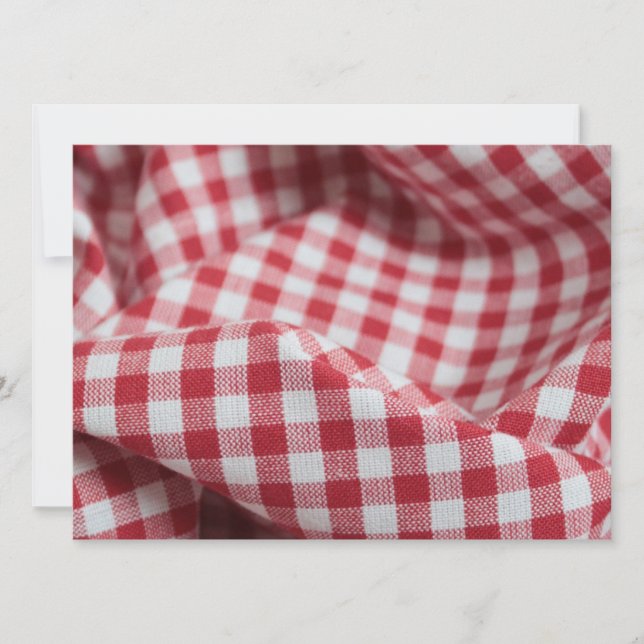 Red and White Gingham Fabric Invitation (Front)