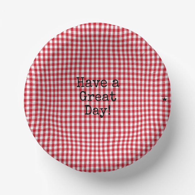 Red and White Gingham - HAMbyWG Paper Bowls Paper Plate (Front)