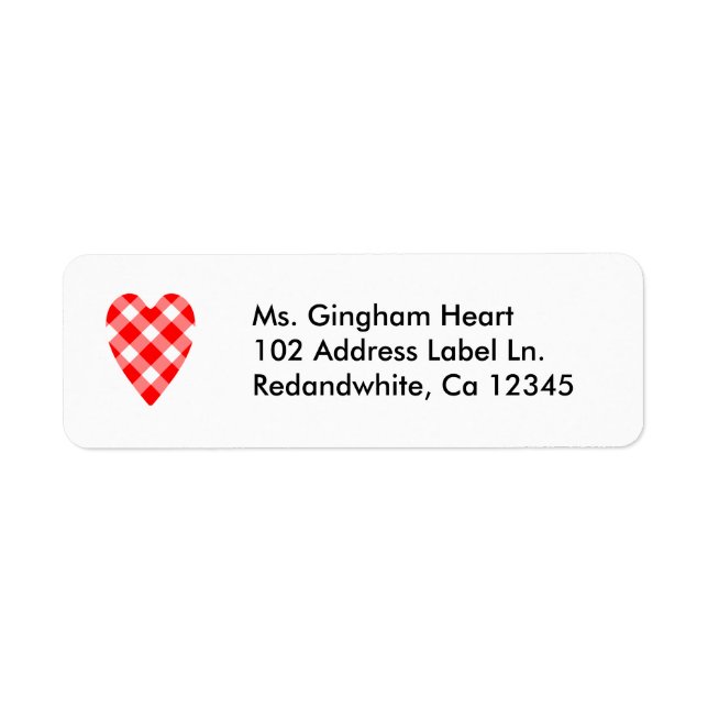 Red and white gingham heart address labels (Front)