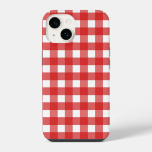 Red and white gingham iPhone 14 case
