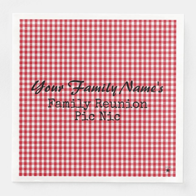 Red and White Gingham Paper Napkins- HAMbyWG Paper Napkin (Front)