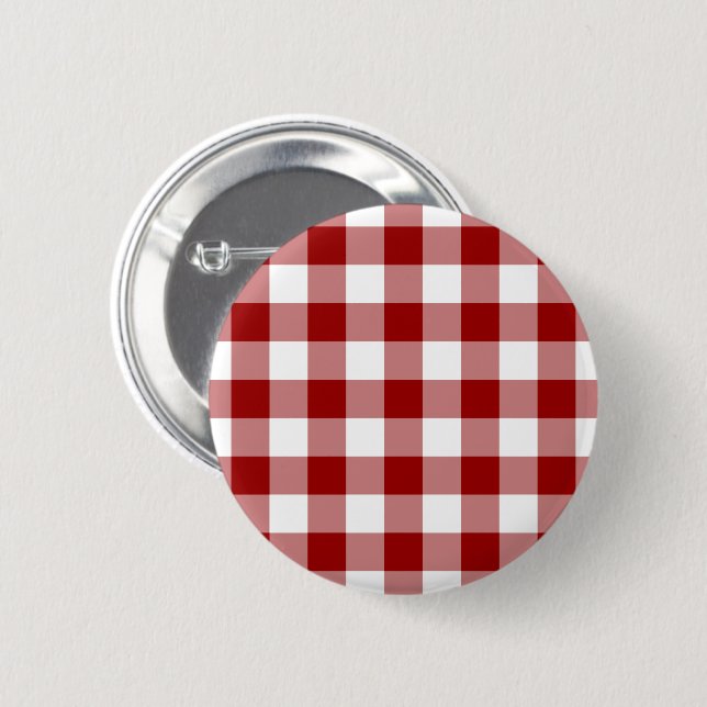 Red and White Gingham Pattern 6 Cm Round Badge (Front & Back)