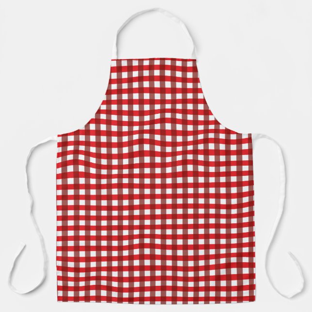 Red and White Gingham Pattern Apron (Front)