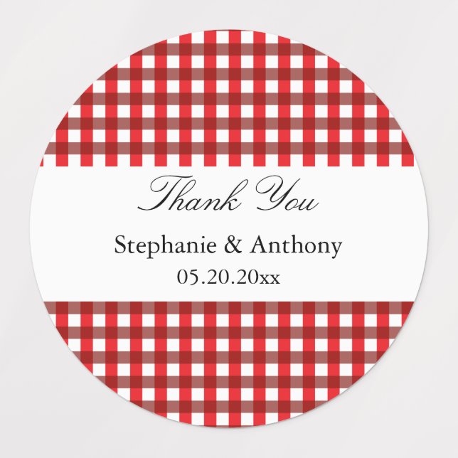 Red and White Gingham Pattern Barbeque Thank You (Design 1)