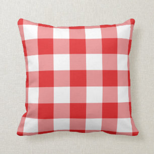 Red and White Gingham Pattern Cushion