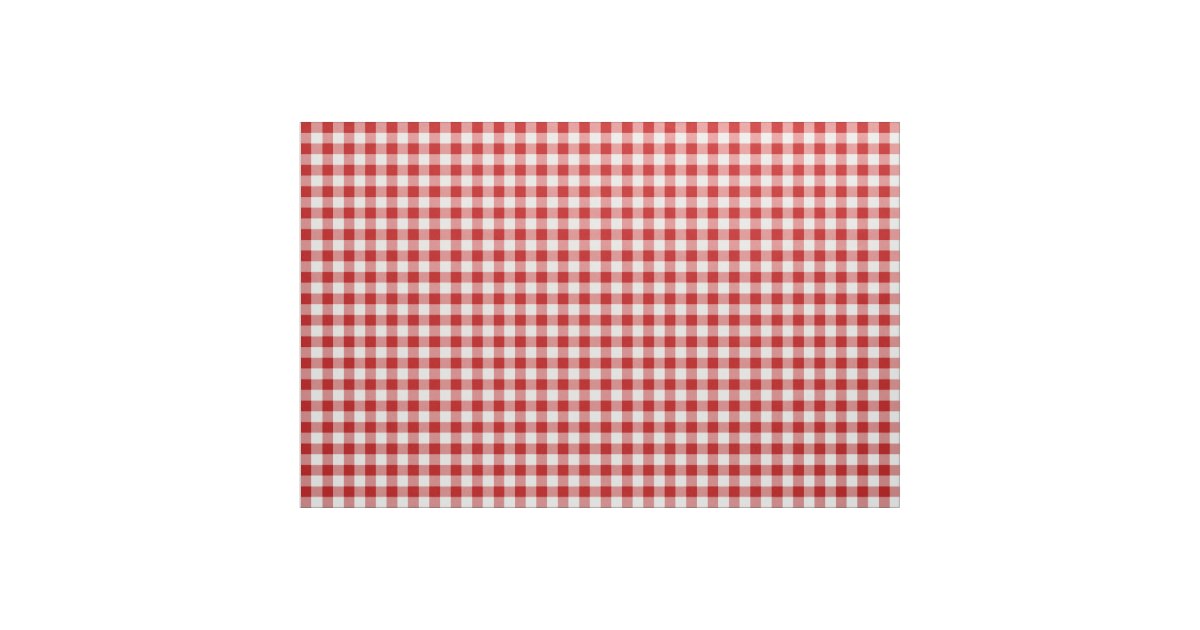 Red and White Gingham Pattern Fabric | Zazzle