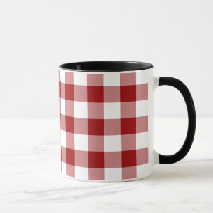 Red and White Gingham Pattern Mug