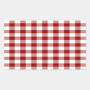 Red and White Gingham Pattern Rectangular Sticker
