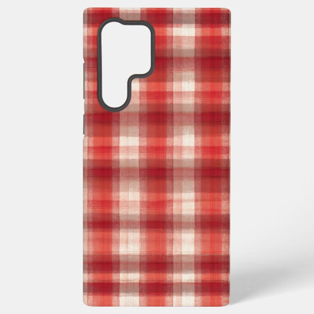 Red and White Gingham Plaid Phone Case (Back)