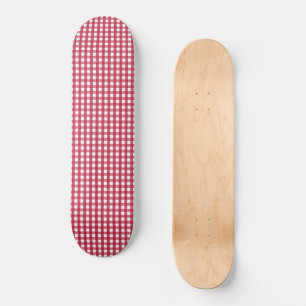 Red and White Gingham Plaid Skateboard
