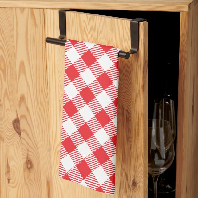 Red and White Gingham Tea Towel (Thirds Fold)