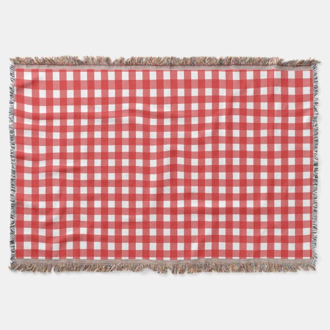 Red and white gingham throw blanket (Front)