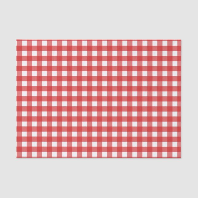 Red and white gingham tissue paper (Front)