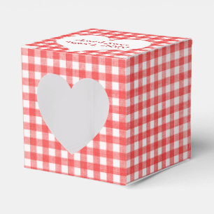 Red and White Gingham With Heart Favour Box