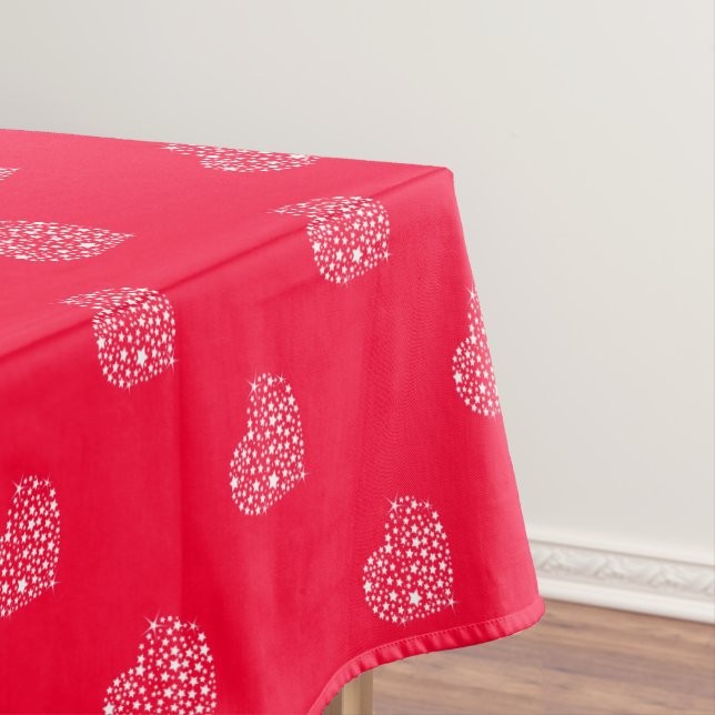 Red And White Glitter Heart Tablecloth (In Situ)
