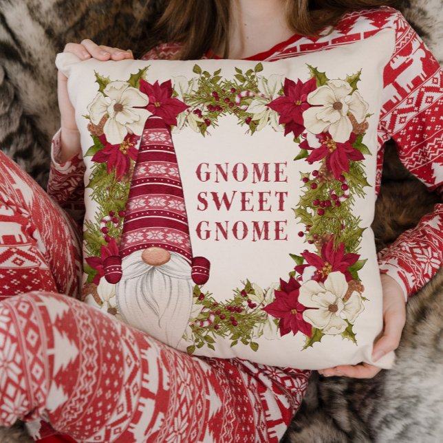 Red and White Gnome for the Holidays Christmas Cushion (Creator Uploaded)