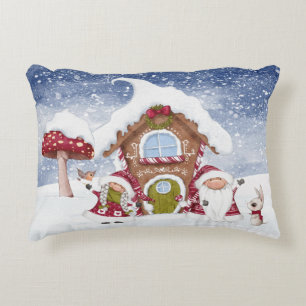 Red and White Gnome for the Holidays  Decorative Cushion