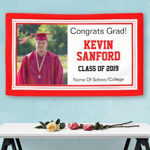Red and White Grad Photo Banner