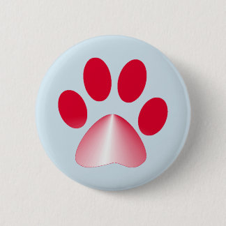 Red and White Gradient Animal Paw 6 Cm Round Badge