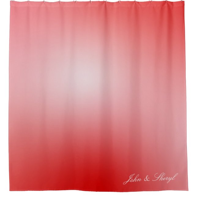 Red and White Gradient Personalised Shower Curtain (Front)