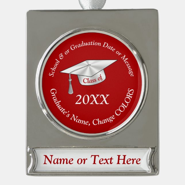 Red and White, Graduation Ornaments 2022, Any Year (Front)