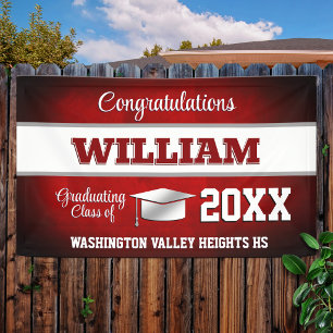 Red and White Graduation Party Banner