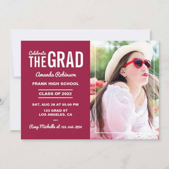 Red and White Graduation Party Invitation (Front)