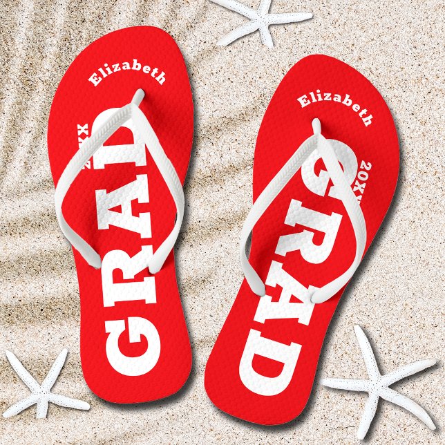 Red and White Graduation Senior Class Thongs (Red and White Graduation Senior Class Flip Flops)