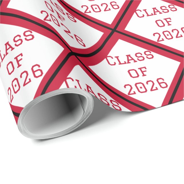 Red and White Graduation Wrapping Paper | 2026 (Roll Corner)