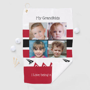 Red and white Grandad photos of grandkids Golf Towel